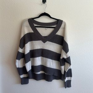 American eagle striped V-neck sweater